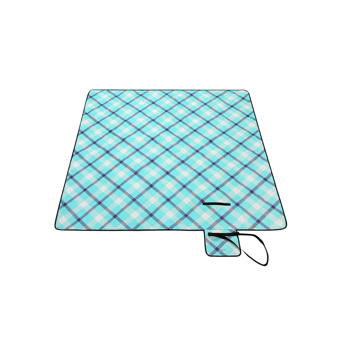 Coperta Da Picnic Impermeabile Extra Large 200x200 Cm – 3 Strati, Lavabile In Lavatrice, Antisabbia, Con Cintura, Strisce Rosse E Blu