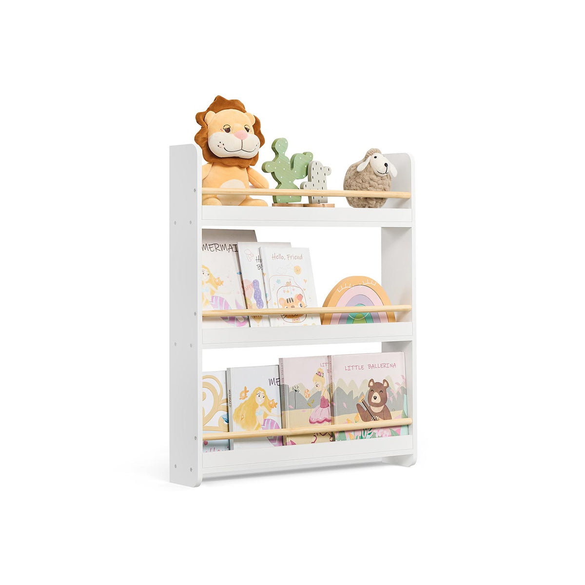Relaxdays Scaffale A Parete Bambini, 3 Ripiani Per Libri E Giochi, Cameretta 60x40x10 Cm, Bianco