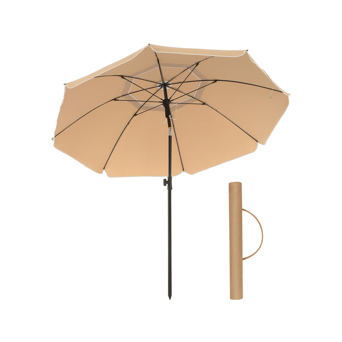 SONGMICS Ombrellone 200 x 125 cm, protezione solare UPF 50+, inclinabile a 30° in 2 direzioni, altezza regolabile, con borsa per il trasporto, per giardino, terrazza, senza base, rosso GPU025R01