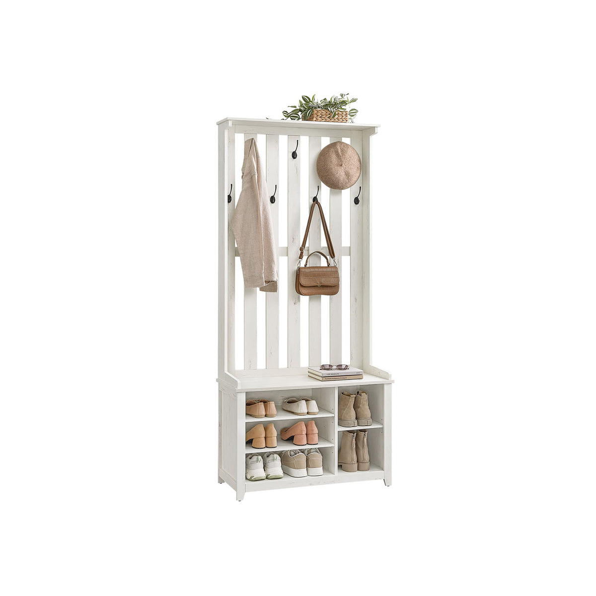 Mobile Appendiabiti 3 Ripiani 80x40x128 cm con Ruote Colore Legno