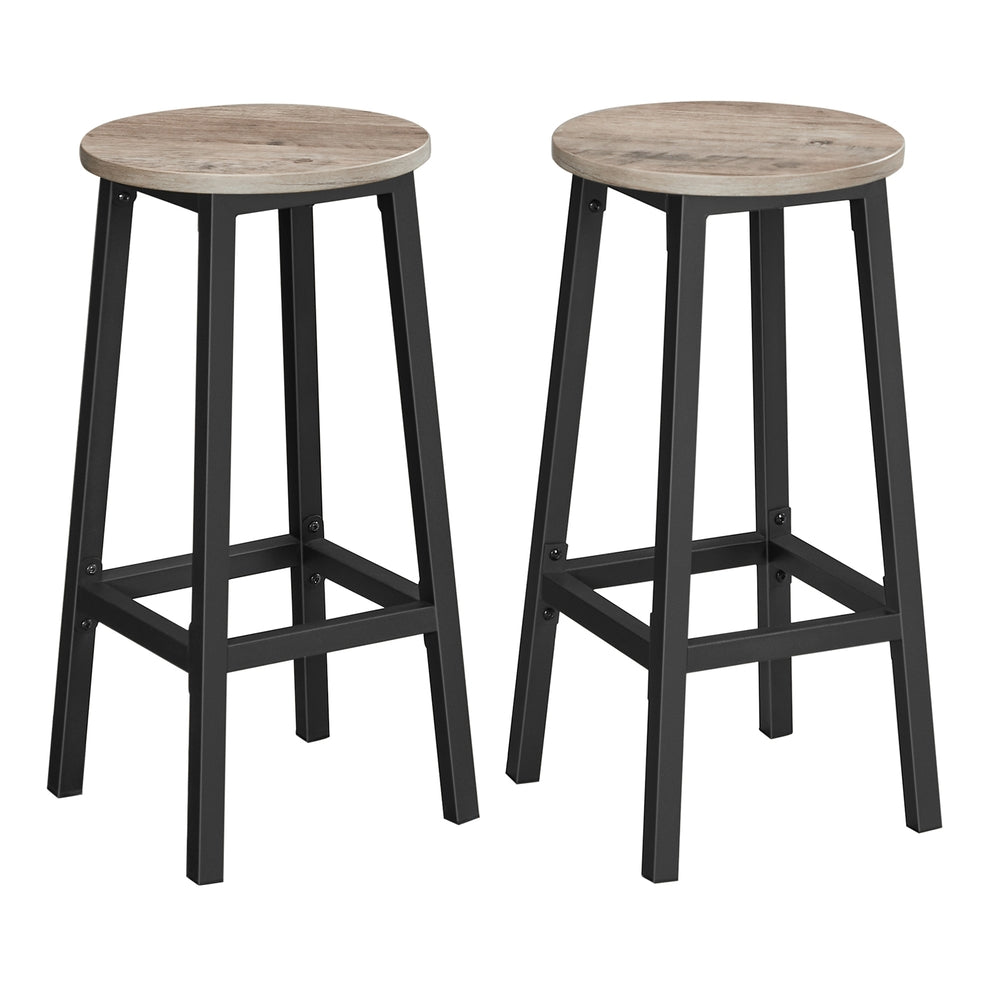 VASAGLE Set di 2 Sgabelli da Cucina, Sgabelli da Bar, Regolabili in Altezza con Rivestimento in PU, Girevole a 360°, Sedia da Bar con Schienale e Poggiapiedi, Grigio LJB094G01