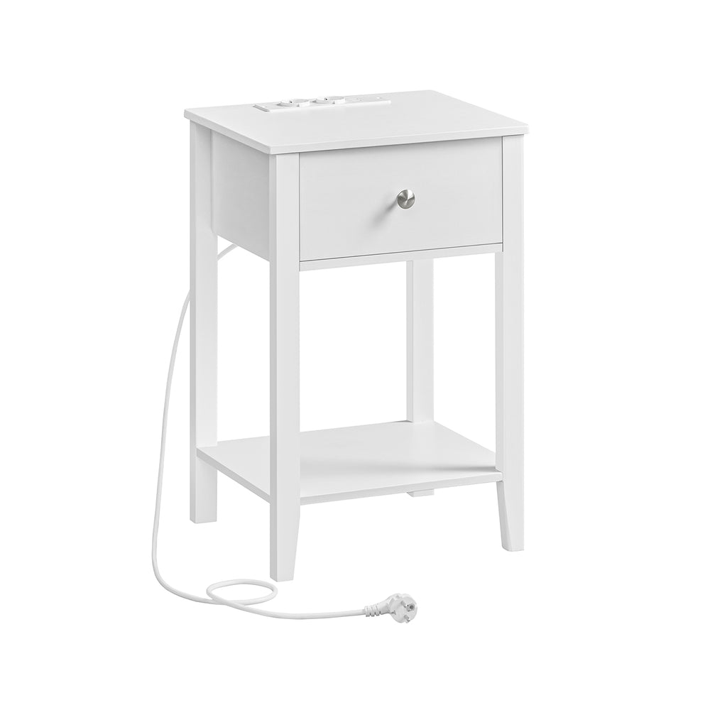Rolanstar Tavolino con stazione di ricarica, set di 2 comodini con 3 ripiani, tavolino stretto con porte USB e prese di corrente, struttura in acciaio per soggiorno, camera da letto, marrone rustico Rolanstar Tavolino con stazione di ricarica, set di 2 comodini con 3 ripiani, tavolino stretto con porte USB e prese di corrente, struttura in acciaio per soggiorno, camera da letto, marrone rustico