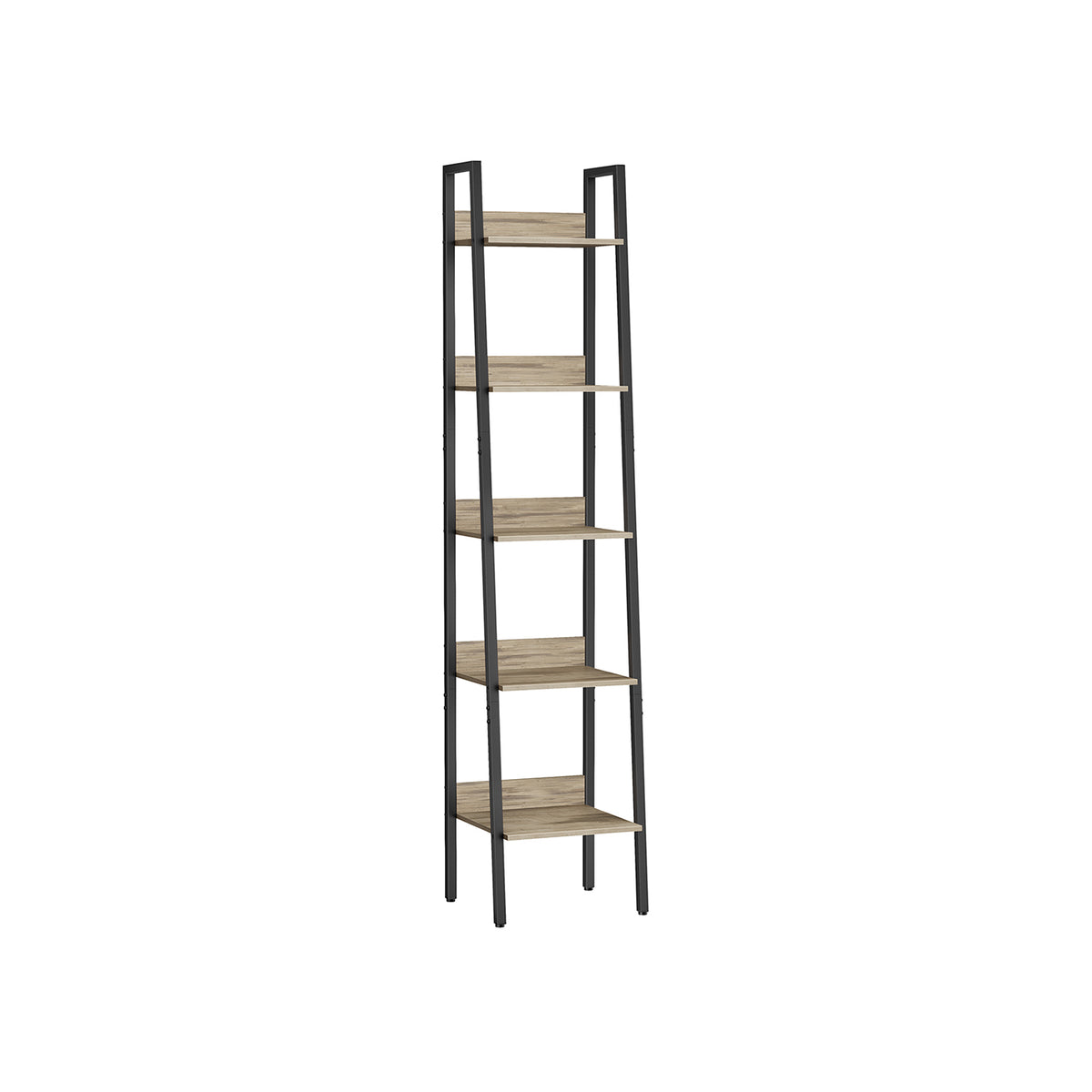 Finetones Scaffale A Scala 5 Livelli - Libreria Con Telaio In Metallo, Per Piante E Libri, Colore Nero/marrone Rustico, 55,9x39,1x170,4 Cm - 3