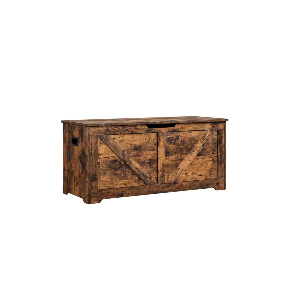 Cassapanca Portaoggetti 100 Cm Stile Rustico – Con Cerniera Di Sicurezza, Panca Per Scarpe, 100x39,9x46,5 Cm, Grigio