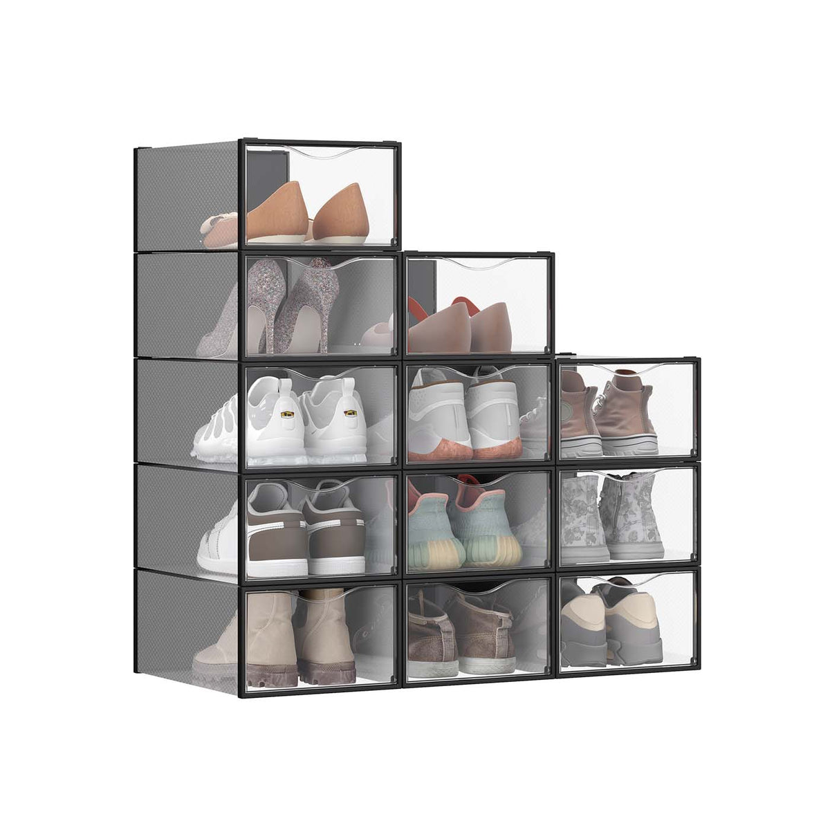 Scatole Per Scarpe Trasparenti Impilabili – 20 Contenitori In Plastica, Risparmio Spazio, Ideali Per Organizzare Scarpe, Libri, Oggetti