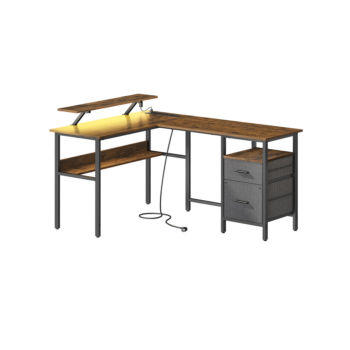 Mondeer Scrivania per Computer a Forma di L, Scrivania ad Angolo, Con