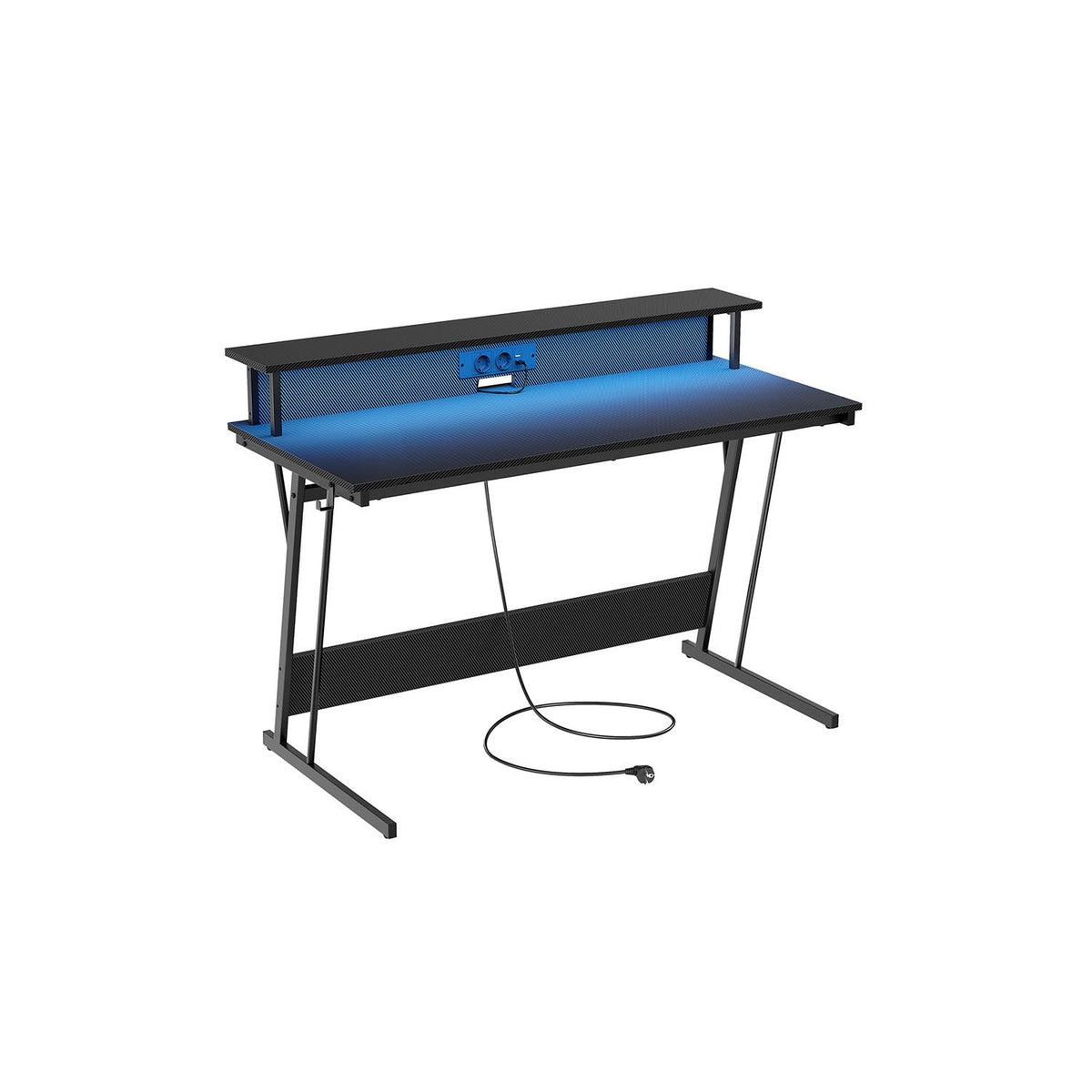 Scrivania per Computer, Tavolo da Ufficio con Luci LED Intelligenti e Prese di Corrente, Scrivania Gaming Ergonomica con Supporto per Monitor e Ripiani Portaoggetti a 2 Livelli | IT Scrivania per Computer, Tavolo da Ufficio con Luci LED Intelligenti e Prese di Corrente, Scrivania Gaming Ergonomica con Supporto per Monitor e Ripiani Portaoggetti a 2 Livelli | IT