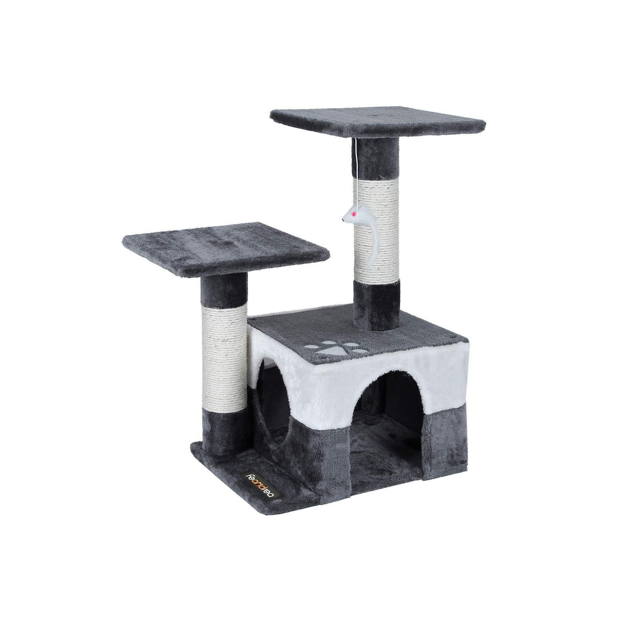 Albero Per Gatti FEANDREA 84 Cm Con Casetta, Tiragraffi E Cuscino - Grigio Chiaro, Compatto E Morbido