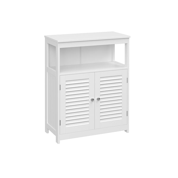 Armadietto da Bagno e Cucina con Anta Doppia a Persiana 30 x 60 x 80 cm Bianco
