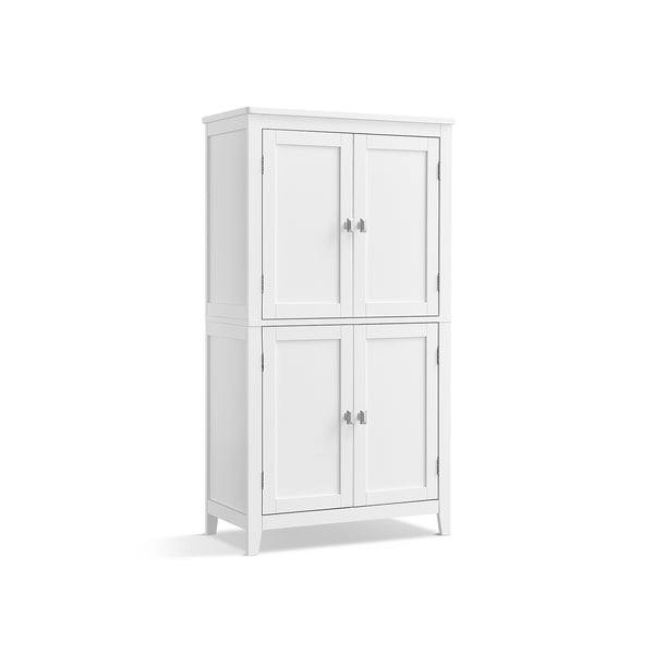 Mobiletto da Bagno Credenza da Cucina con 2 Cassetti e 2 Ante Regolabile Bianco