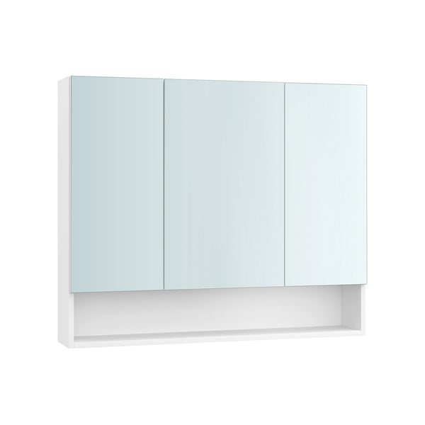 Armadietto da Bagno Mobile con Ante a Specchio 16,5 x 90 x 75 cm Bianco Nuvola