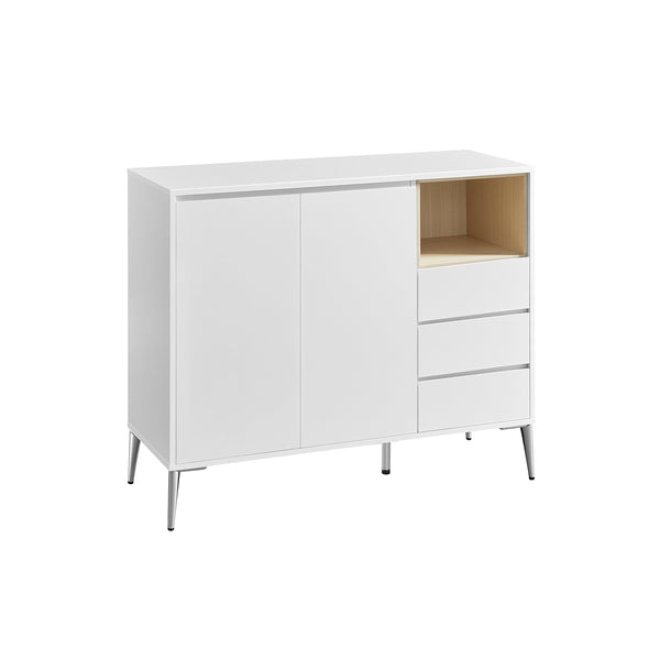 Mobiletto Credenza con Ante e Ripiano Regolabilie Moderno Bianco Nuvola