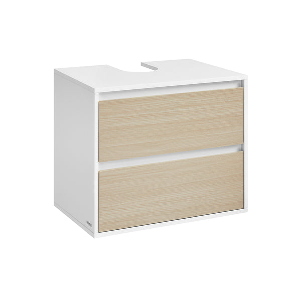 Mobile Sottolavabo Sospeso per Bagno Bianco Nuvola e Beige Naturale