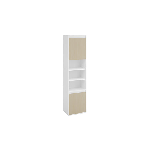 Mobile Alto Bagno da Parete 30 x 40 x 160 cm, Bianco Nuvola e Beige Naturale