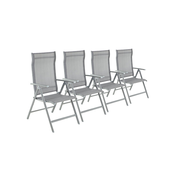 Set di 4 Sedie da Esterno Schienale Reclinabile a 8 Angoli Portata 120 kg Grigio