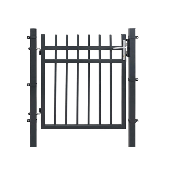 Cancello da Giardino in Acciaio per Recinzione con Serratura 106 x 90 cm Grigio