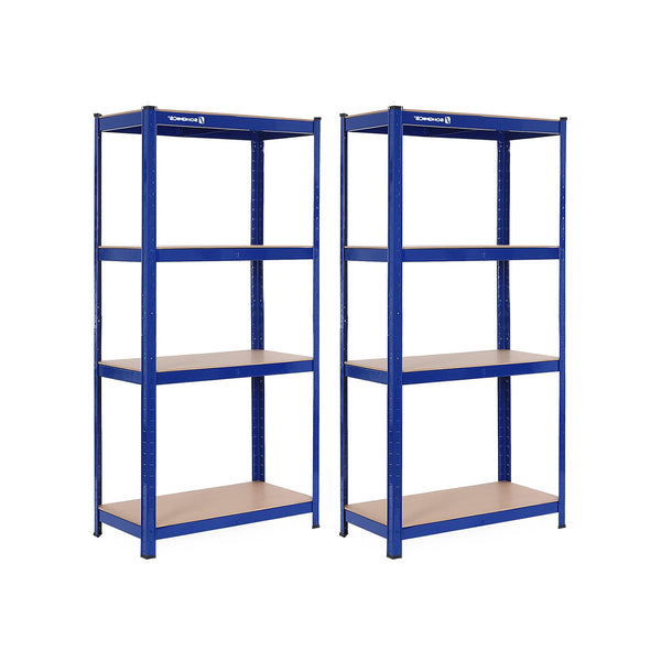 Set di 2 Scaffali in Acciaio a 4 Ripiani 40 x 80 x 160 cm in Garage Blu