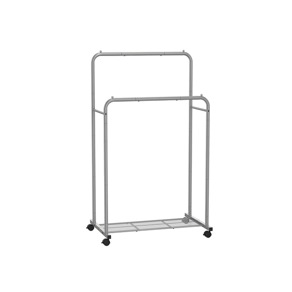 Appendiabiti in Metallo Largo 92,5 cm con Ripiano e Rotelle Grigio