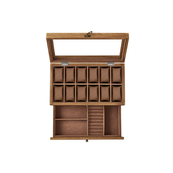 Porta Orologi a 12 Scomparti Marrone Vintage