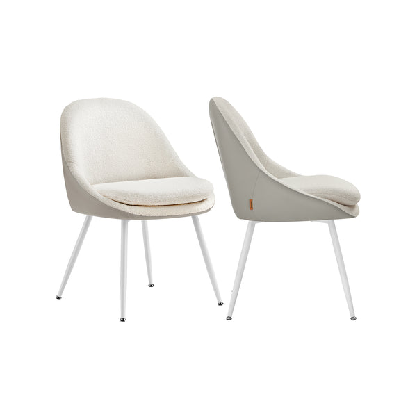 Set di 2 Sedie da Pranzo Bianco Crema e Bianco Nuvola
