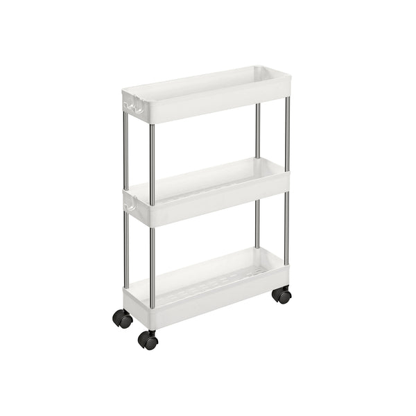 Carrello Portaoggetti a 3 Ripiani Stretti Bianco