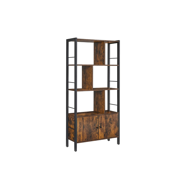 Libreria Scaffale a 4 Ripiani per Bambini Marrone Rustico e Nero