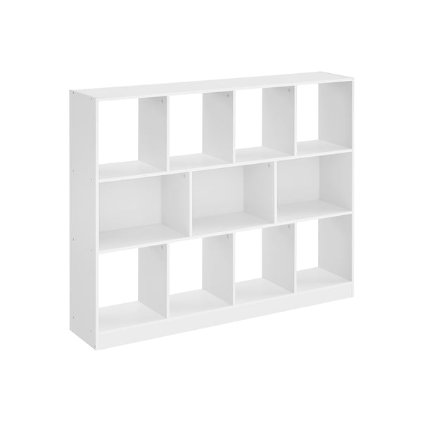 Libreria con 11 Scomparti Aperti 30 x 126 x 100 cm per Soggiorno Studio Bianco