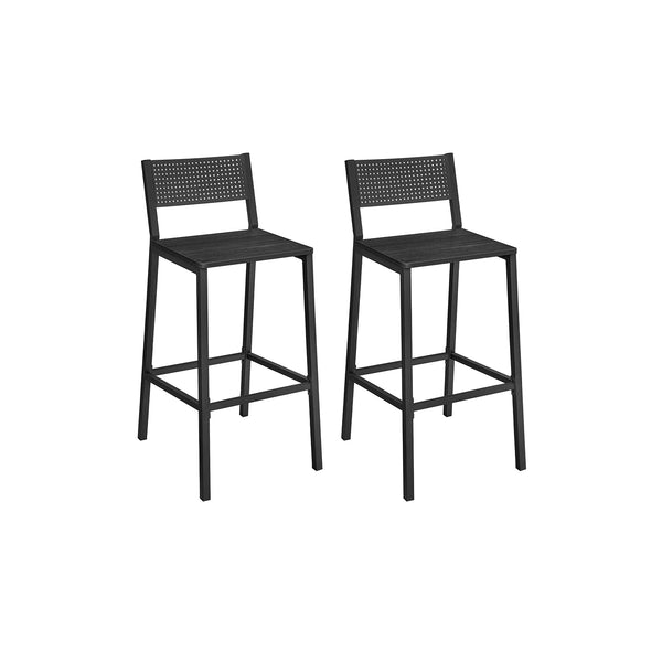 Set da 2 Sgabelli Cucina Sala da Pranzo Grigio Antracite e Nero