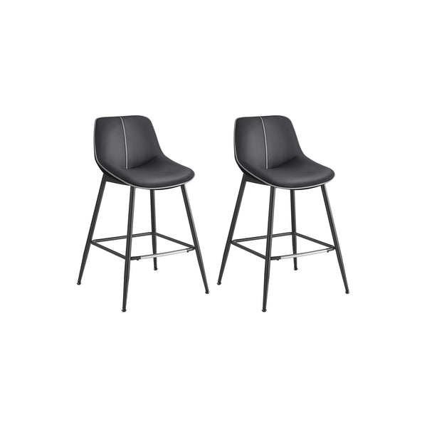 Set di 2 Sgabelli da Bar Ergonomico Piedini Regolabili 62 cm Nero Inchiostro