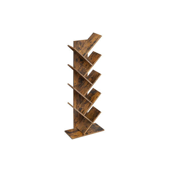 Libreria ad Albero Autoportante a 9 Ripiani da Soggiorno Studio Marrone Vintage