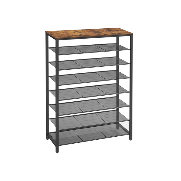 Scarpiera a 8 Livelli Marrone Vintage e Nero