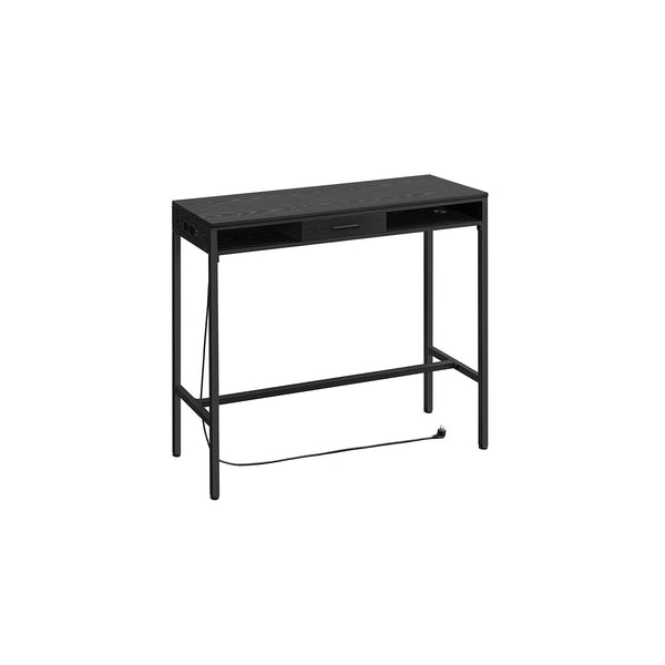 Tavolo da Bar con Stazione di Ricarica e Cassetto 40 x 120 x 104,6 cm Nero Ebano