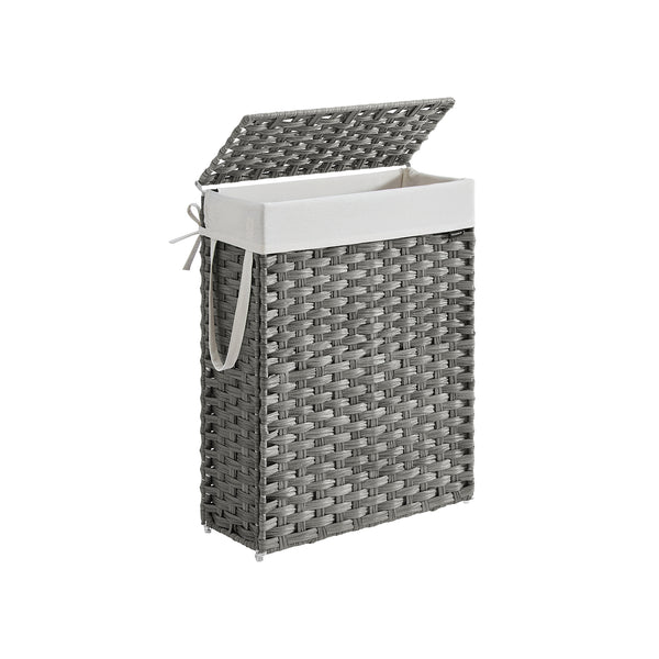 Cesta Portabiancheria da 55 L Pieghevole con Coperchio Sacco Grigio Tortora