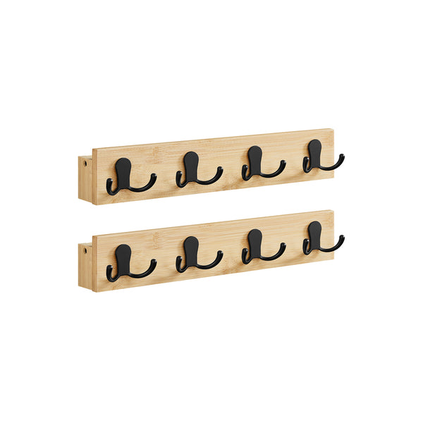 Set di 2 Attaccapanni da Muro con 4 Ganci Doppi in Metallo Beige Naturale