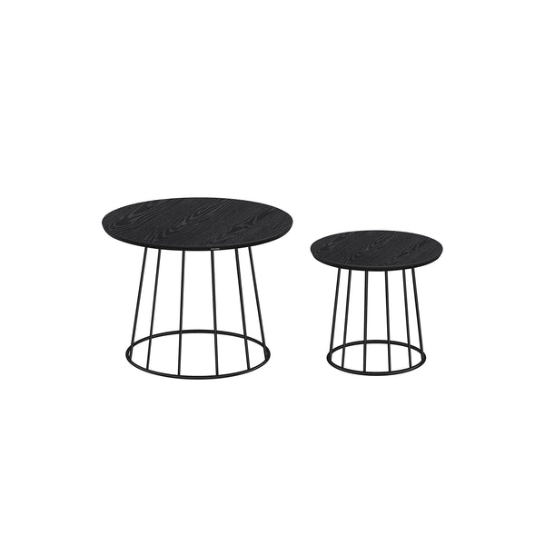 Set di 2 Tavolini da Caffè Rotondi Nero Ebano