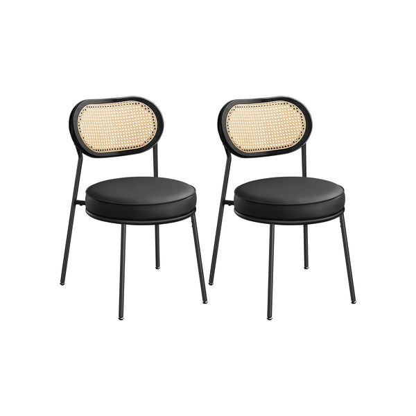 Set da 2 Sedie Imbottite da Cucina con Schienale Curvo Nero Inchiostro