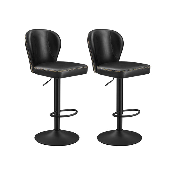 Set da 2 Sgabelli da Bar Regolabili con Schienale Nero Inchiostro