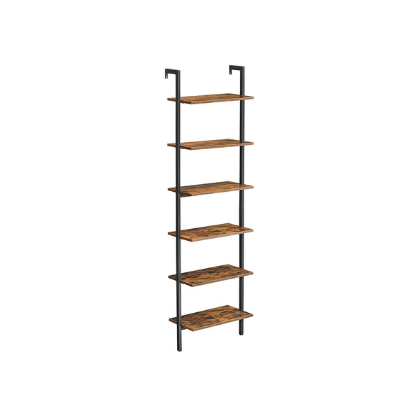 Scaffale contro Muro a 6 ripiani Stile Industriale Marrone Vintage e Nero