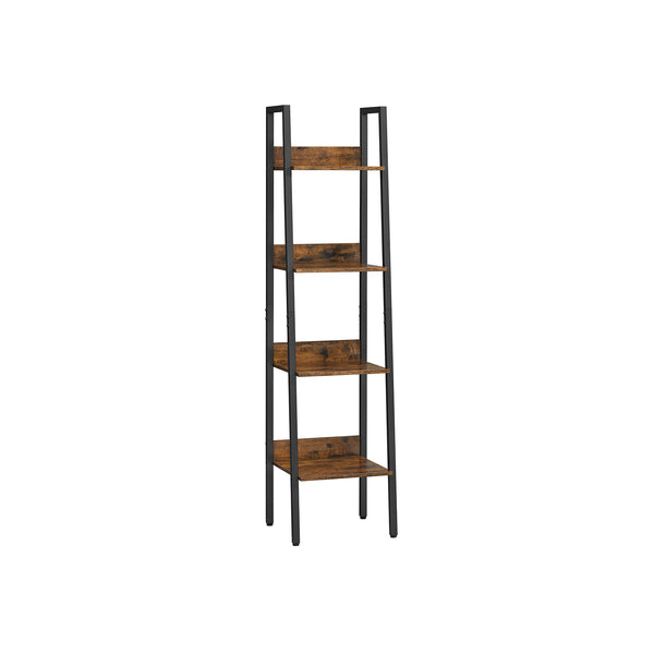 Scaffale a Scala a 4 Ripiani Marrone Vintage e Nero