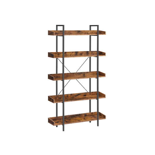 Libreria Scaffale a 5 piani Facile da Montare Industriale Marrone Rustico e Nero
