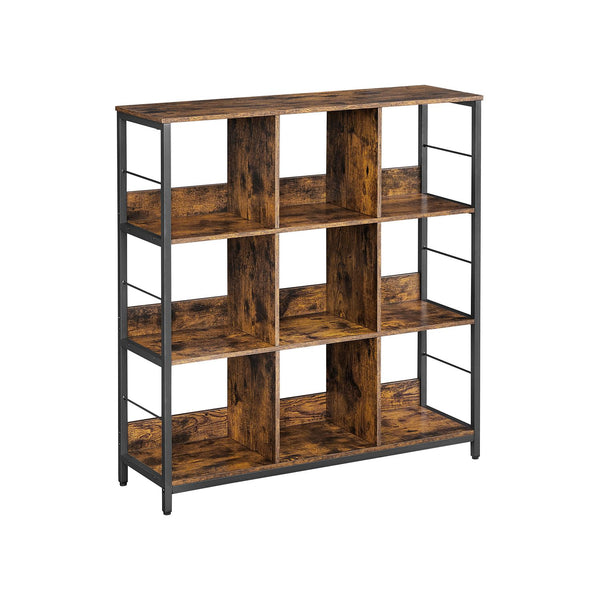 Scaffale a 3 Ripiani 9 Scomparti 30 x 100 x 103,1 cm Marrone Vintage e Nero