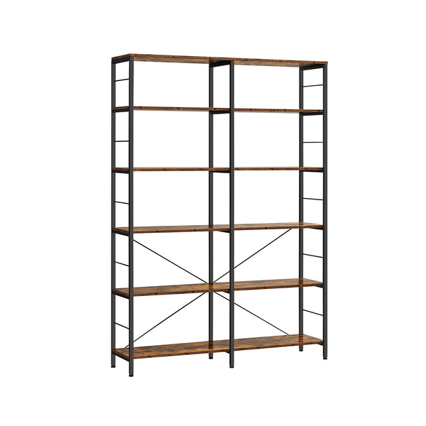 Libreria a 6 Livelli Portaoggetti 30 x 120 x 172,5 cm Marrone Vintage e Nero