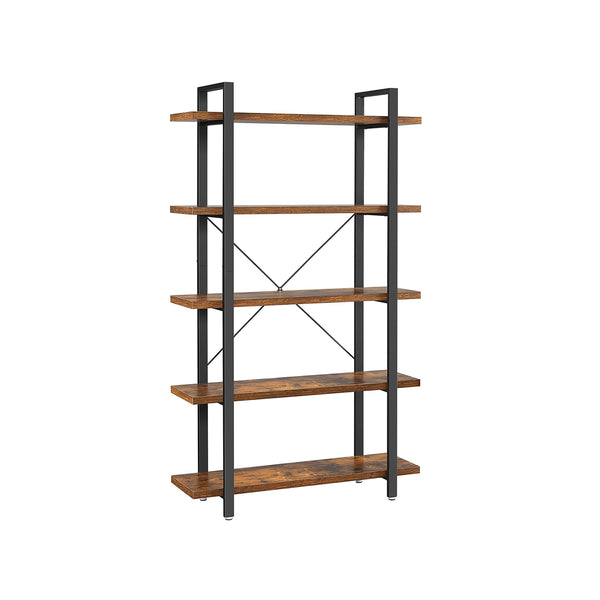Libreria Scaffale a 5 Ripiani Stabile Facile da Montare Marrone Vintage e Nero