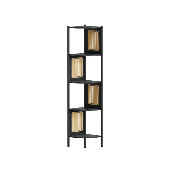 Scaffale Angolare a 5 Ripiani con Lati in Polyrattan Alto 156,4 cm Nero Ebano