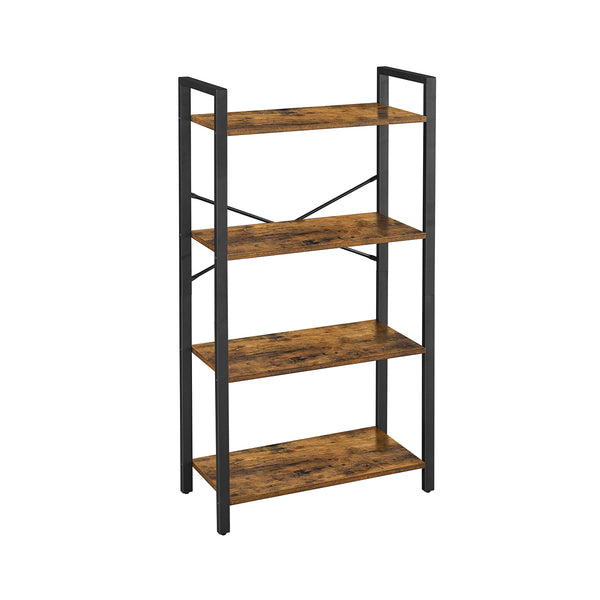 Libreria Scaffale a 4 Ripiani Stile Industriale Marrone Rustico e Nero