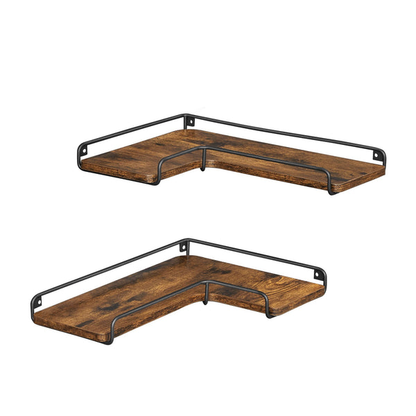 Set di 2 Mensole da Parete Angolari a Forma di L