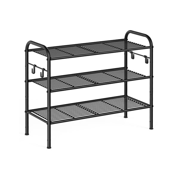 Scarpiera a 3 Ripiani Metallici 28 x 68 x 53 cm Nero