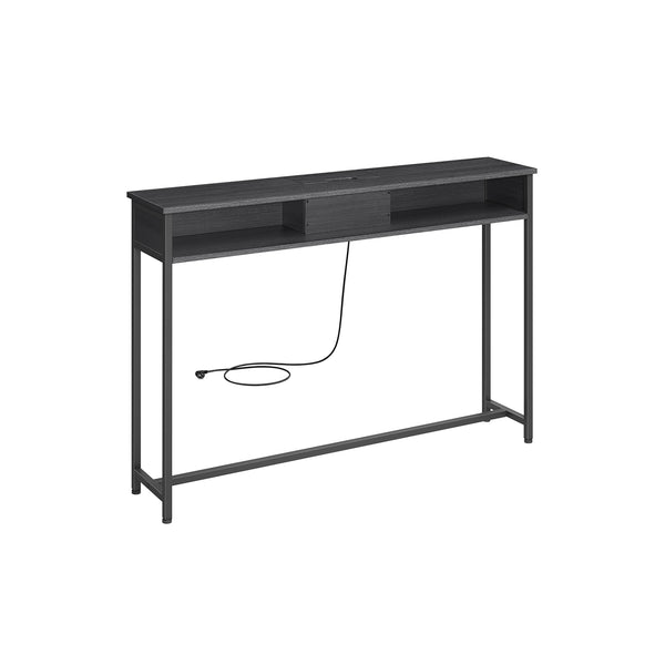 Tavolo Consolle con Multipresa Grigio e Nero
