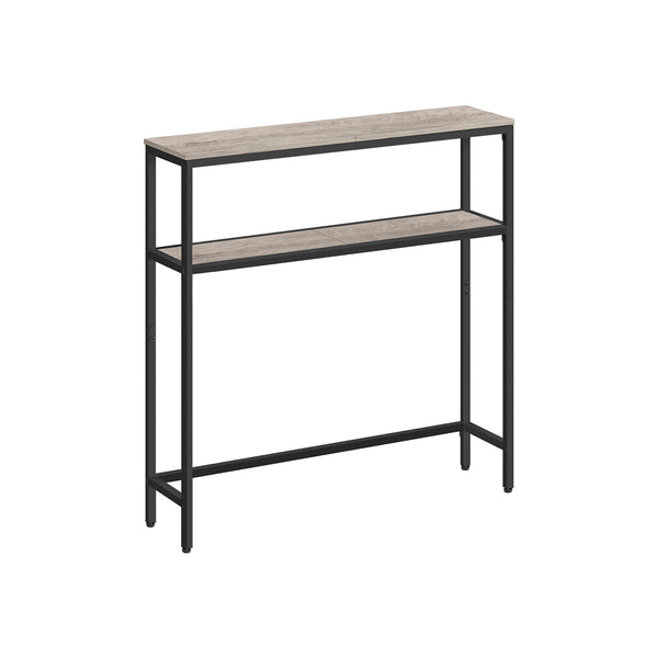 Tavolo Consolle a 2 Ripiani 20 x 80 x 80 cm Greige Melange e Nero Inchiostro
