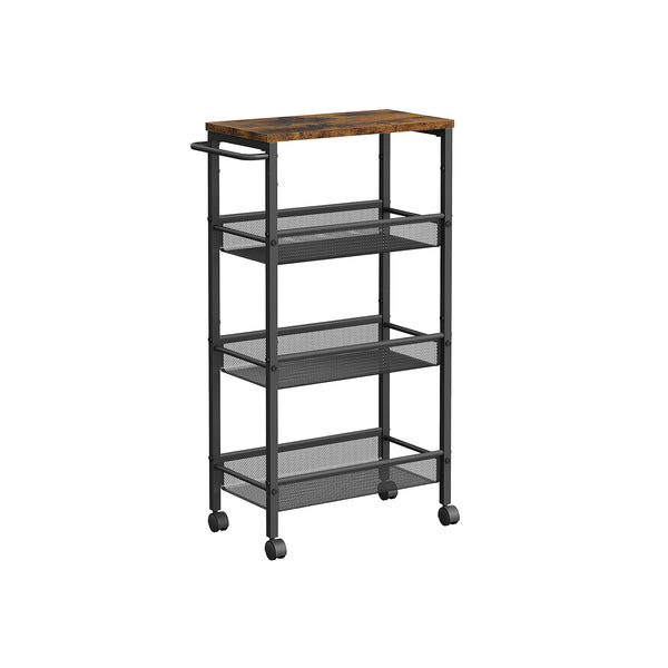 Carrello da Cucina a 4 Ripiani Nero